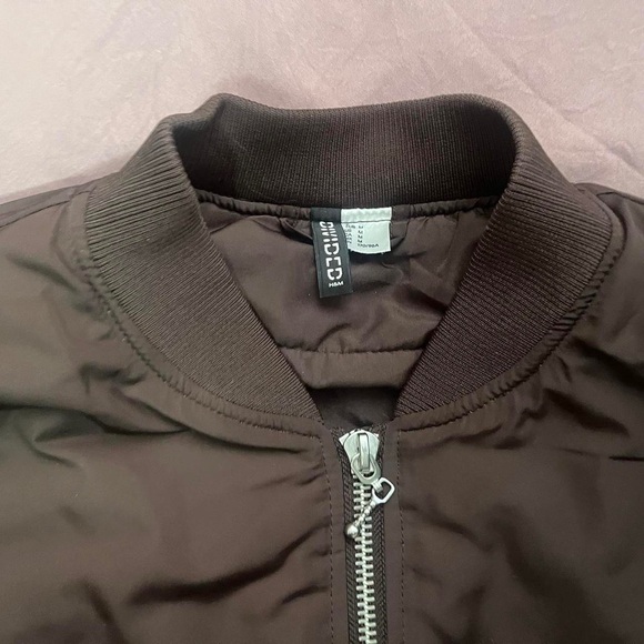 h&m brown cropped bomber jacket - Picture 4 of 5